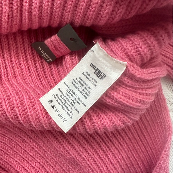 Aritzia Wilfred Free Lin Pink Sweater High Low Hem Wool Turtleneck Size L - Picture 11 of 15